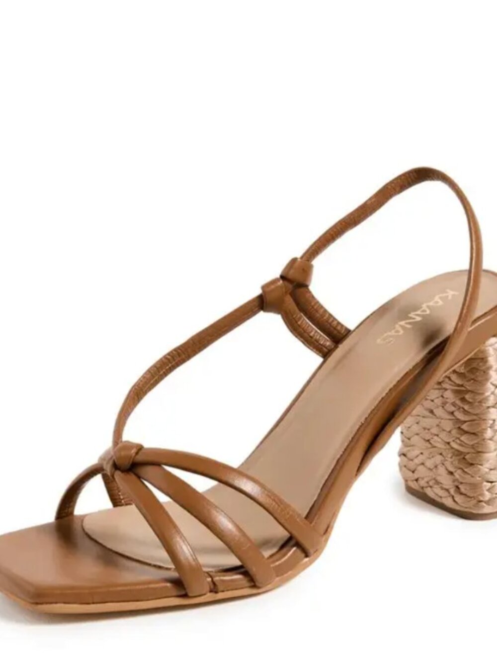 Kaanas Tan Leather San Jose Raffia 3.25" Block Heel Sandals - Size - 8 - NWT